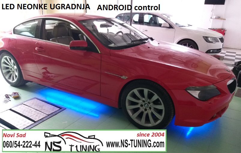 led neonke ispod auta plave zelene crvena boja ugradnja novi sad tuning centar bmw audi aplikacija na mobilni